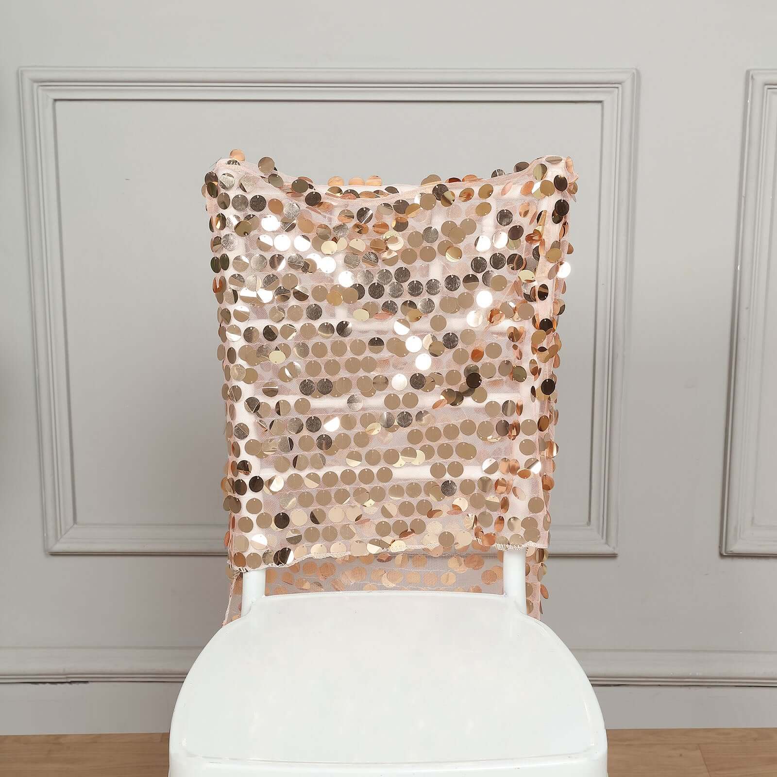 Rose Gold Big Payette Sequin Chiavari Chair Slipcover