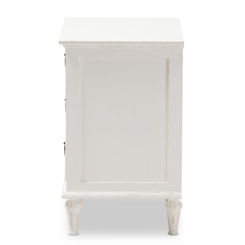 Baxton Studio Venezia Whitewash 3-Drawer Nightstand