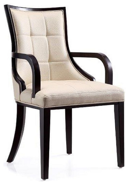 Fifth Avenue Faux Leather Dining Armchair in Silver and Walnut   Traditional   Dining Chairs   by Morning Design Group  Inc  Houzz