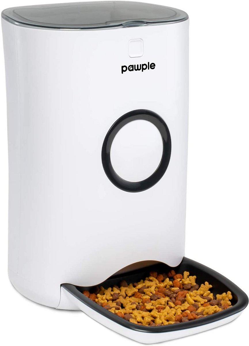 Pawple Automatic Pet Feeder Food Dispenser for Cats， Dogs， Small Animals - Features Distribution Alarms， Portion Control and Voice Recording -Programmable Timer Up to 4 Meals a Day - 20-cup