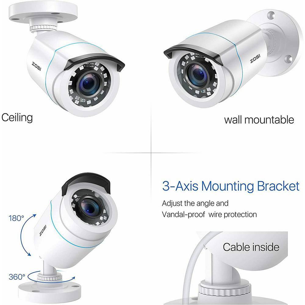 ZOSI Wired 1080p Outdoor Home Security Camera 4 in 1 Compatible for 1080p720p TVICVIAHDCVBS DVR 1AC-1062C-WS-A2