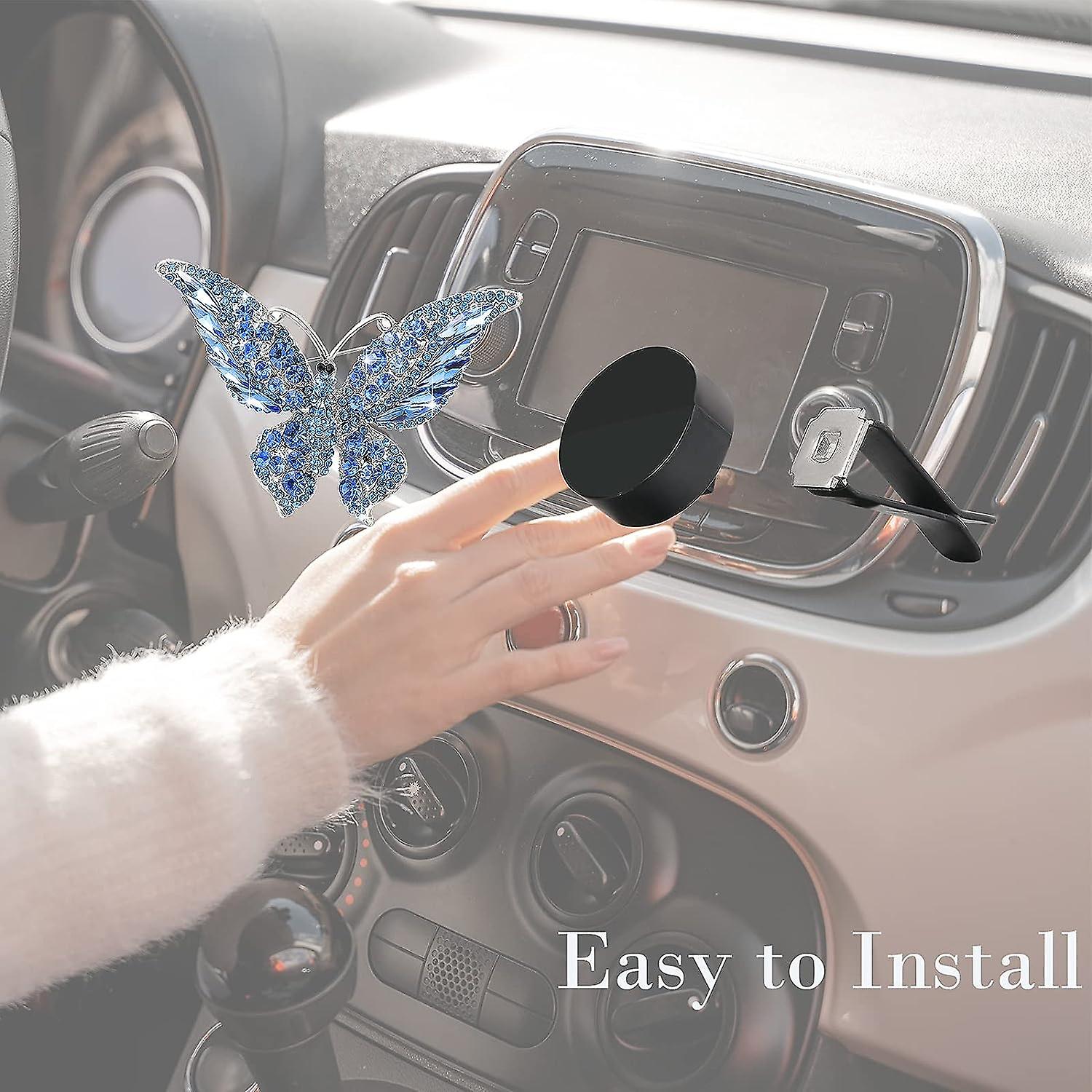 Car Accessories For Women， Car Freshener Vent Clip With 2 Refill Pads， Cute Blue Butterfly Accessories