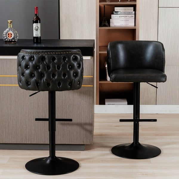 Upholstered Bar Stools with the whole Back Tufted (Set of 2)