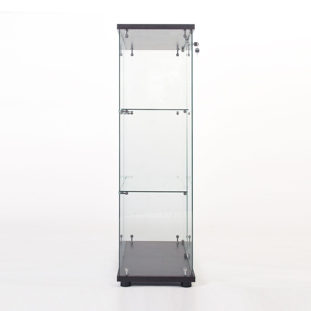 One Door Tempered Glass Display Cabinet with 3 Shelves