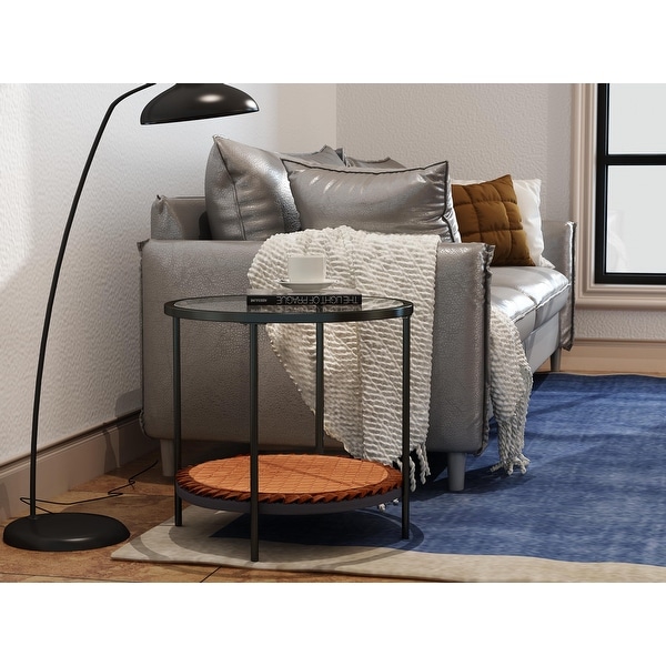 Corvus Matura 21-inch Round Glass End Table With Storage