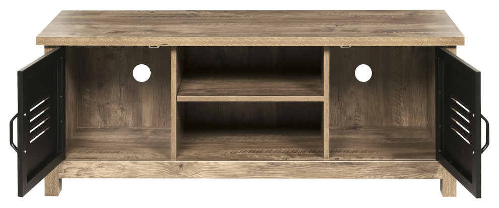 Norwood Range TV Stand Entertainment Center  Wood And Black Metal   Industrial   Entertainment Centers And Tv Stands   by Comfort Products  Houzz