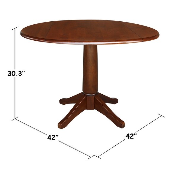 42 in. Round Top Dual Drop Leaf Pedestal Dining Table