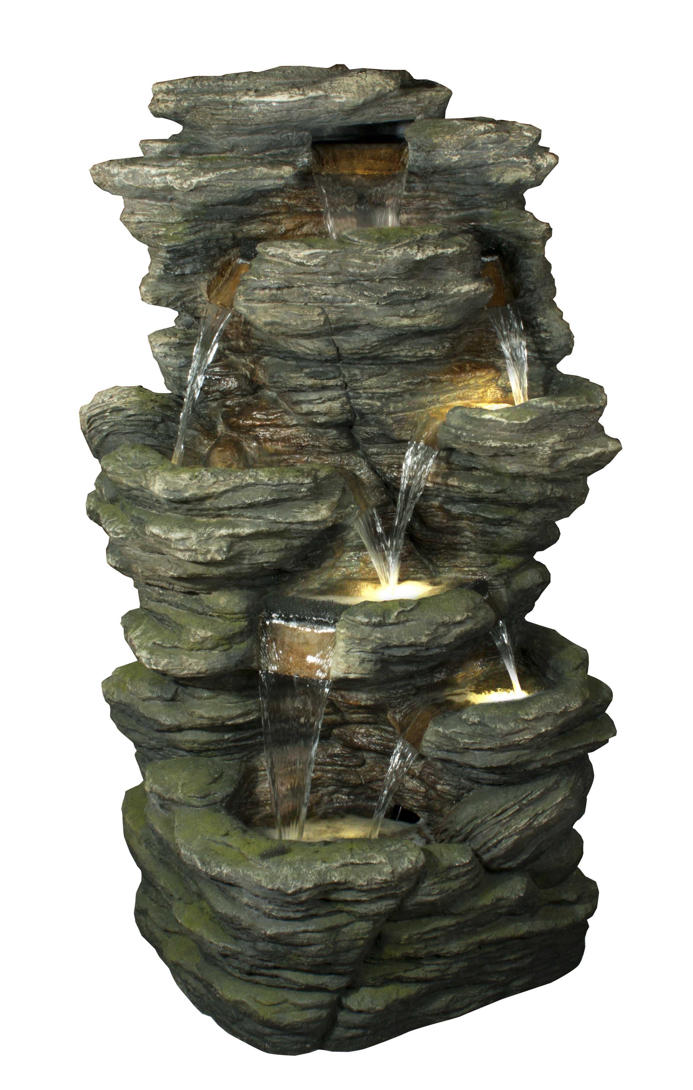 Hi-Line Gift Ltd. 51 in. Multi Level Indoor/Outdoor Rock Fountain With LED Lights