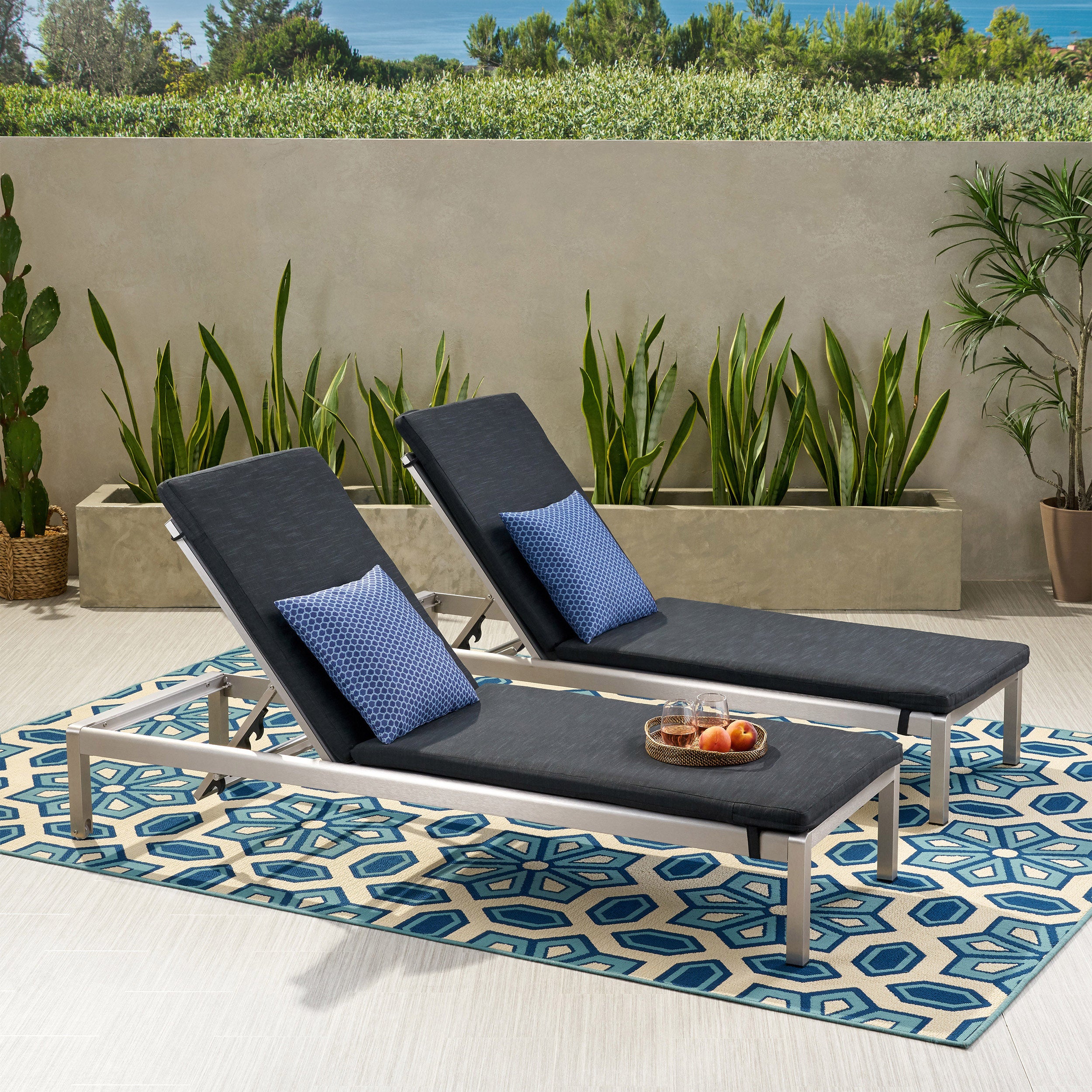 Cherie Modern Outdoor Adjustable Chaise Lounge with Cushion