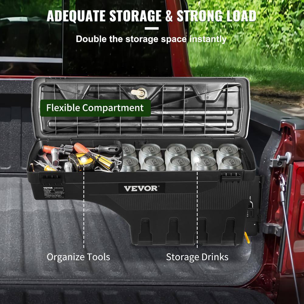 VEVOR 28 in. ABS Truck Bed Storage Box 6.6 Gal. Passenger Side Truck Tool Box with Padlock for Dodge Ram 1500 2019-2023 Black KCLJGDODGERAMO9XUV0