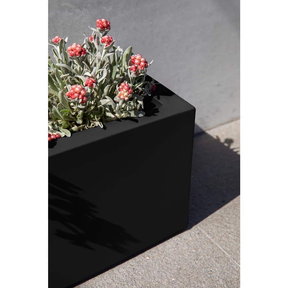 Veradek Block Series Window Box 36 in. Black Plastic Planter TRHV36B