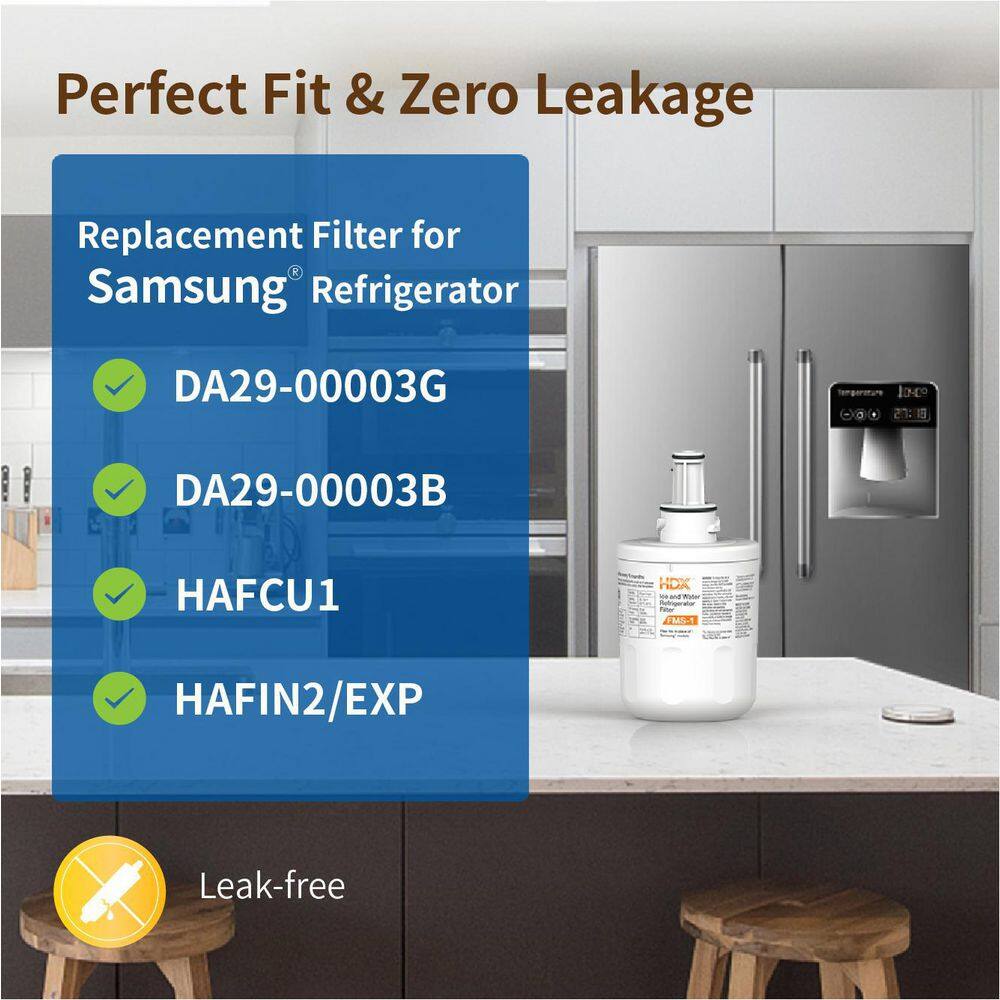 HDX HDX FMS-1 Premium Refrigerator Water Filter Replacement For  HAF-CU1S  DA29-00003G (2-Pack) FMS-1