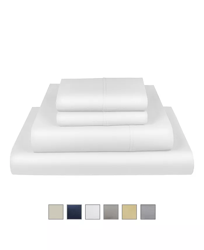 Fisher West New York The Village 500 Thread Count Cotton California King Sheet 4-Piece Set， Fits Mattress Upto 17