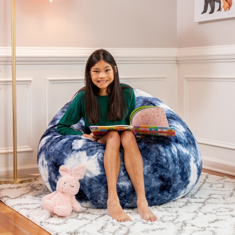 Jaxx Cocoon 4 Foot Kids Bean Bag Chair and Crash Pad   Faux Fur