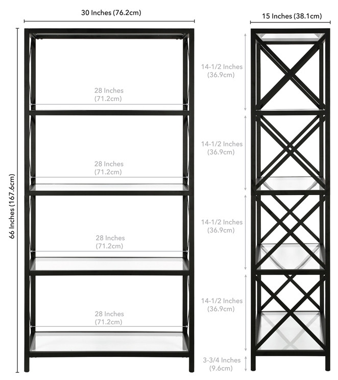 Henn ampHart 30 quotBlackened Bronze Metal/Glass Bookcase   Transitional   Bookcases   by Homesquare  Houzz