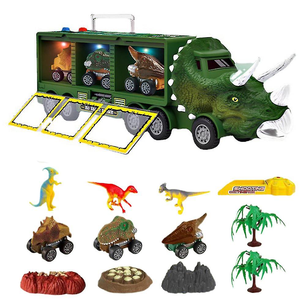 Kids Toys Dinosaur Storage Car Toy Set Dinosaur Carrier Truck With Music Gift