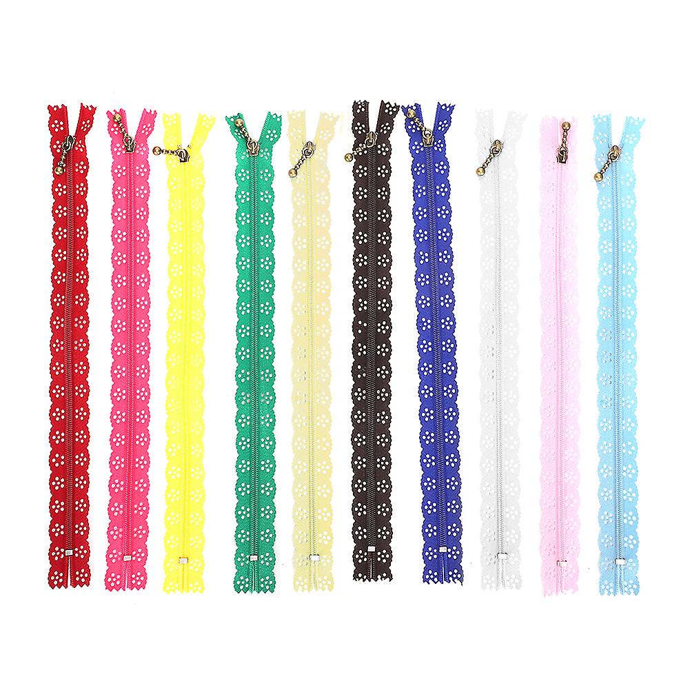 10pcs Lace Zipper Mixed Style Bud Silk Shape No.3 Nylon Sewing Clothing Accessories 25cm