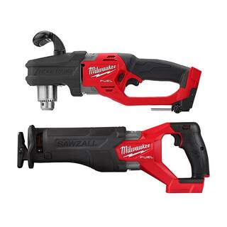 MW M18 FUEL GEN II 18V Lithium-Ion Brushless Cordless 12 in. Hole Hawg Right Angle Drill wM18 FUEL Reciprocating Saw 2807-20-2821-20