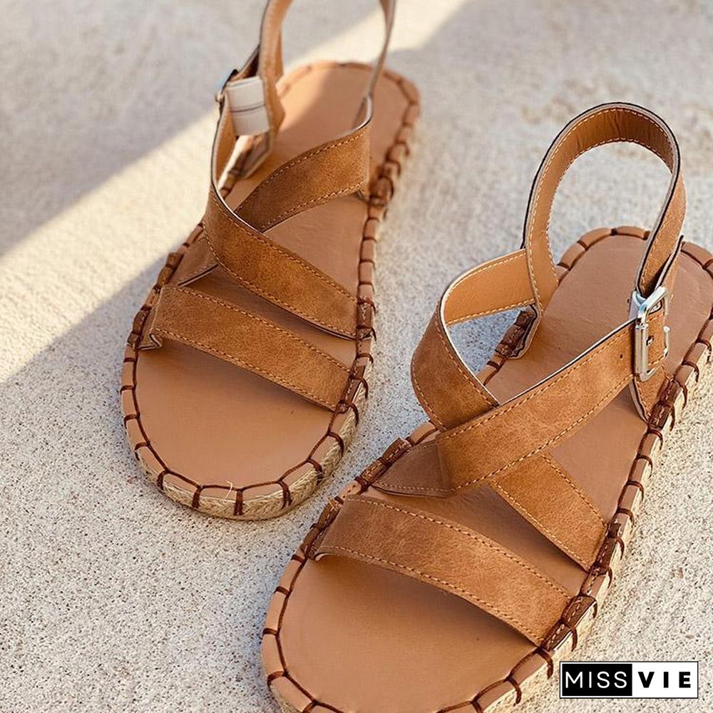 Brown Open-Toe Summer Sandals For Women