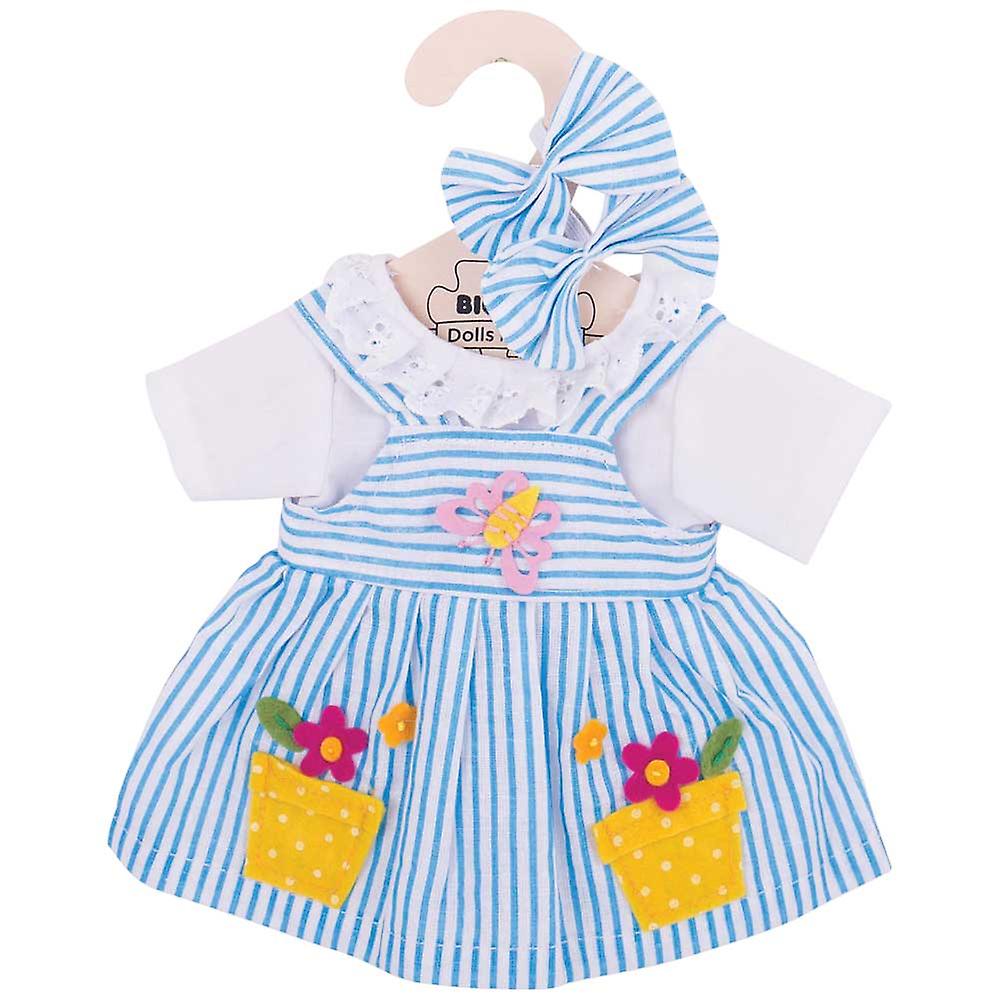 Bigjigs Toys Blue Striped Dress (for Size Medium Doll)