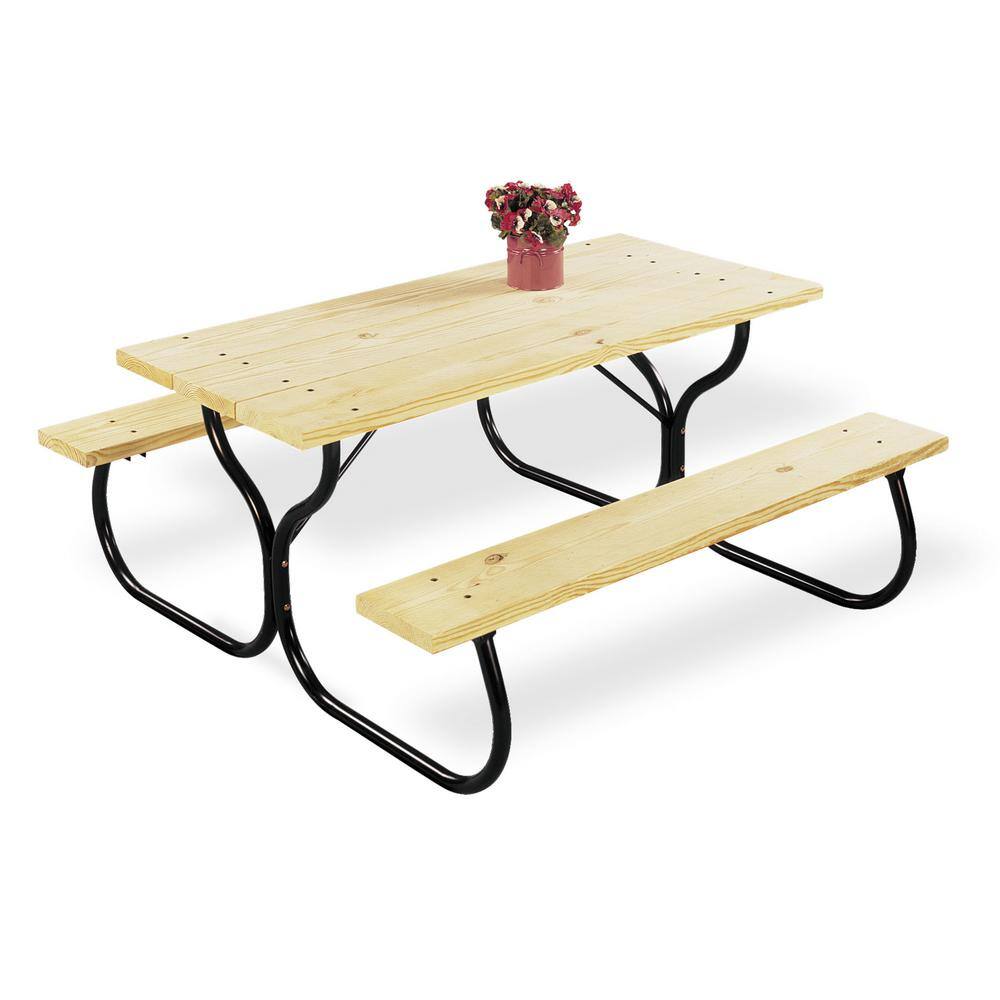 JACK-POST Black Rectangular Metal Outdoor Picnic Table Frame Only Wood Not Included 600045