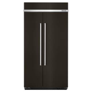 KitchenAid 25.5 cu. ft. Built-In Side By Side Refrigerator in Black Stainless with PrintShield KBSN602EBS