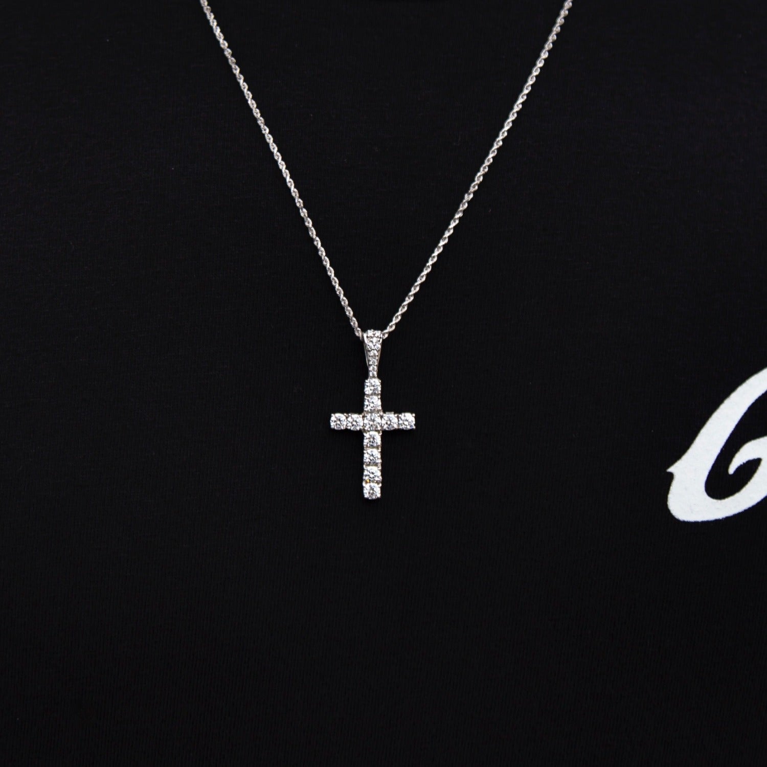 Micro Diamond Cross in White Gold