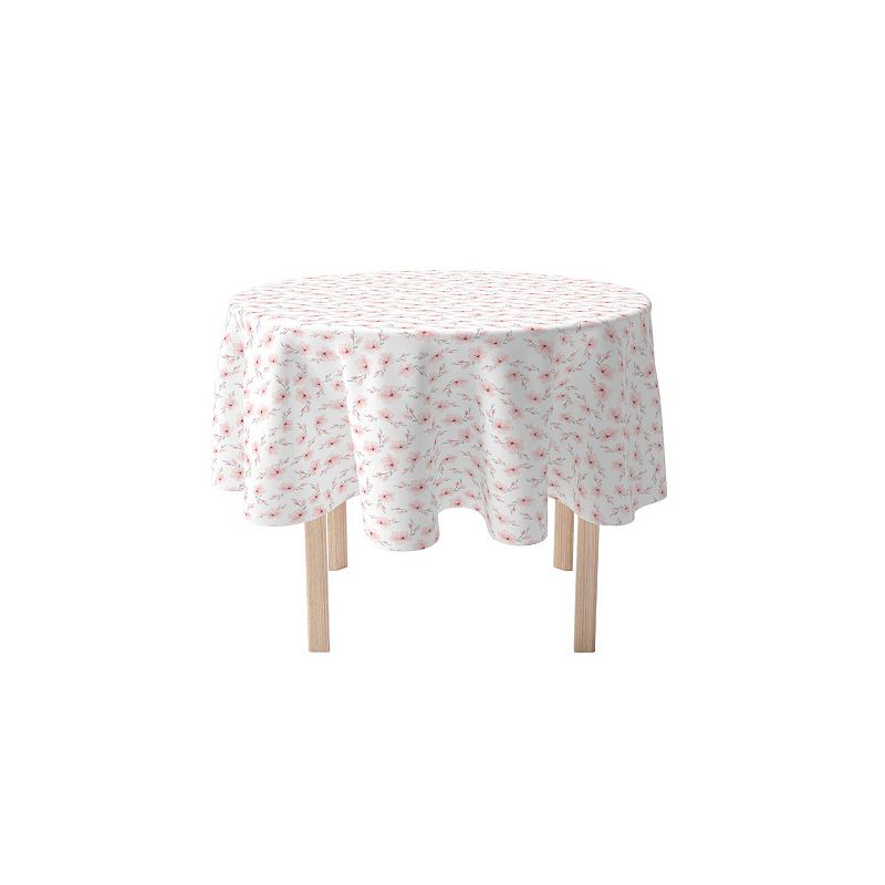 Round Tablecloth， 100% Cotton， 60 Round， Blooming Cherry Blossom