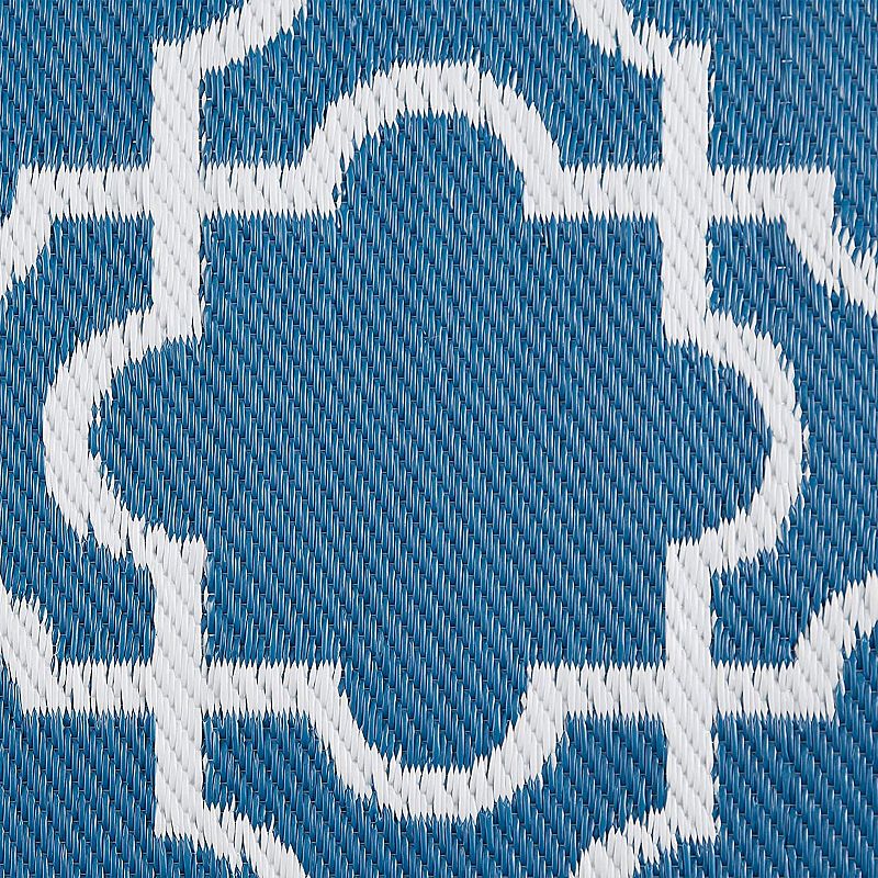 DII Design Imports Indoor Outdoor 3 x 6 Foot Reversible Lattice Woven Rug， Blue