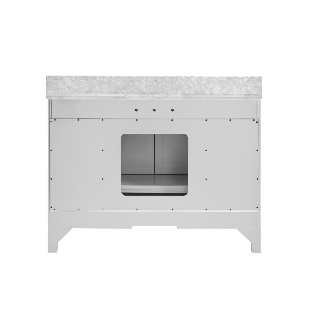 TimelessChic 48 in Undermount Single Sink Bathroom Vanity with Carrara Natural Marble Top