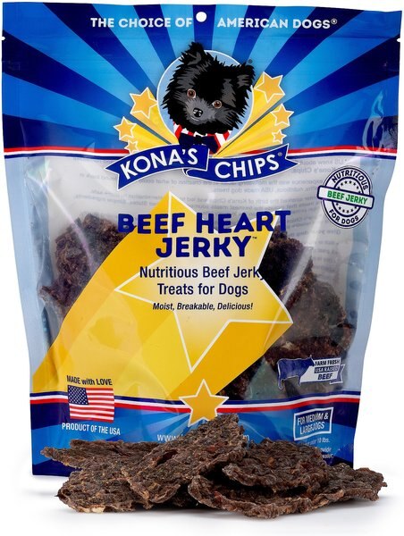 Kona's Chips Beef Heart Jerky Dog Treats， 12-oz bag