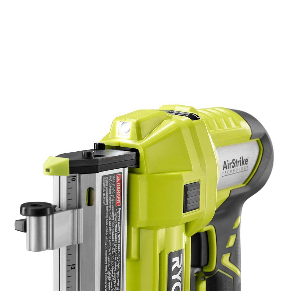 RYOBI ONE+ 18V Cordless AirStrike 23-Gauge 1-38 in. Headless Pin Nailer with 2.0 Ah Compact Battery P318-PBP006