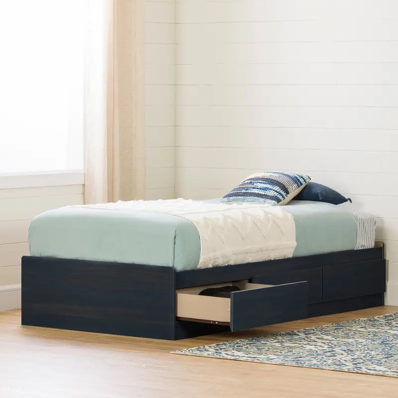 Navali Blue Twin Storage Platform Bed - South Shore