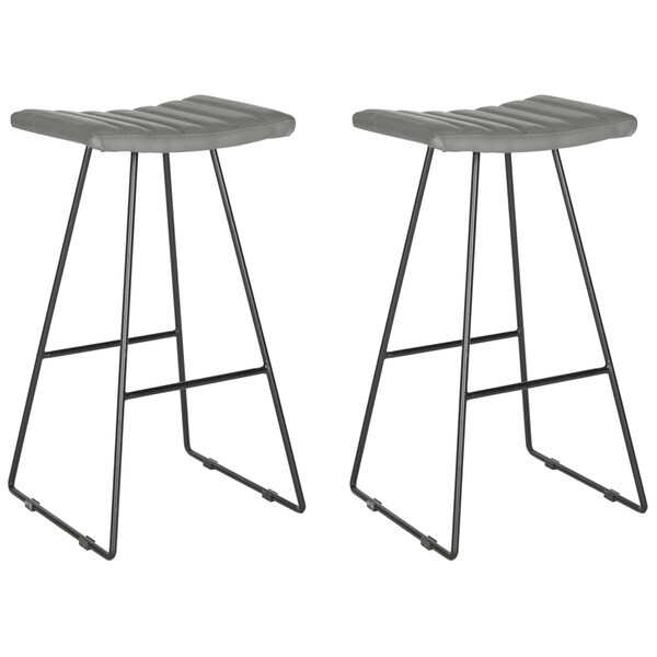 SAFAVIEH Mid-Century Dining Akito Modern Grey 30-inch Bar Stool (Set of 2) - 16.5