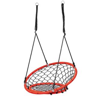 Costway Orange Spider Web Chair Swing with Adjustable Hanging Chain Kids Play Equipment OP70310OR