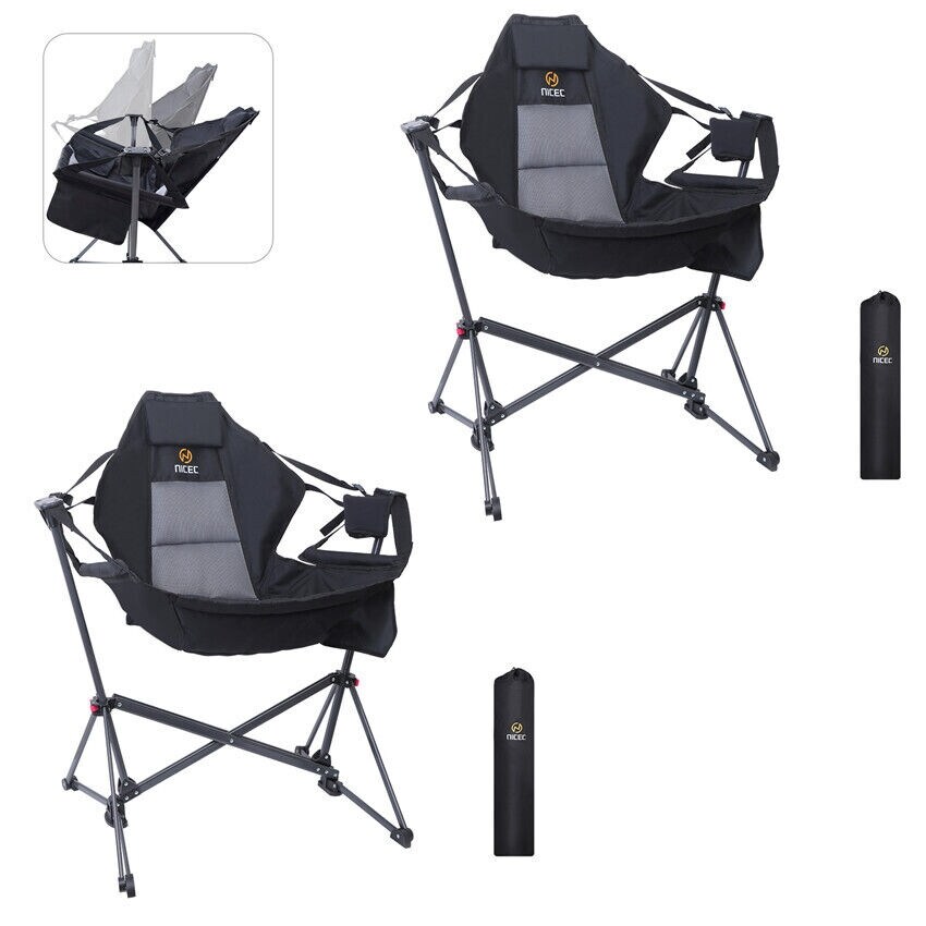 Hammock Camping Chair  Swing Chair  Folding Rocking Chair  Camping Chair  High Back with Stand  Cup Holder  Heavy Duty