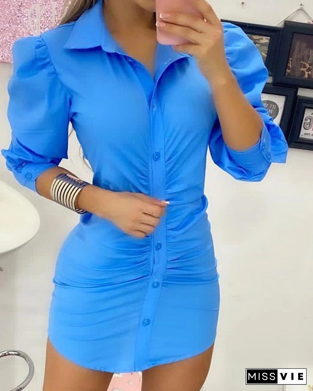 Slim Casual Mini Work Dress Women Long Sleeve Dresses Length Sleeve Style Sleeve Length(cm) Pattern Type Fabric Type Material