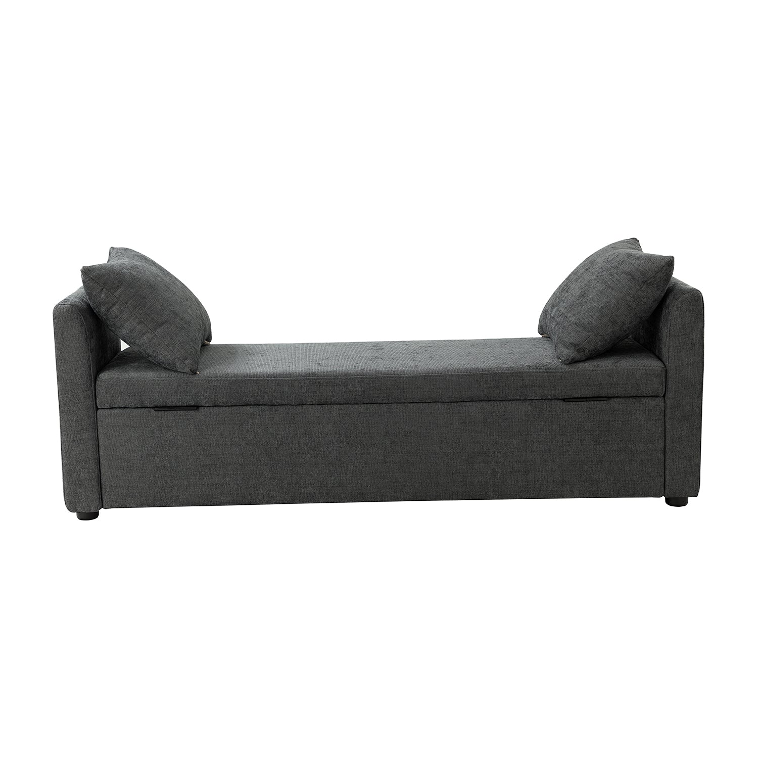 14 Karat Home Bedroom Bench, Upholstered Entryway Arm Bench with Storage Space, Charcoal