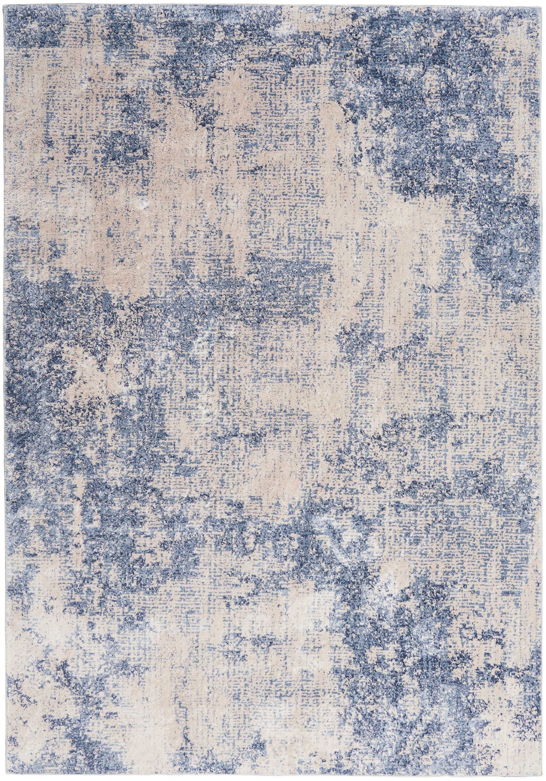 Silky Textures Ivory/Blue Rug