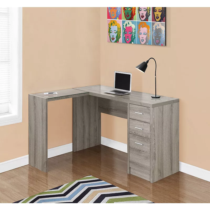 60 Mink Gray Contemporary L-Shaped Computer Desk