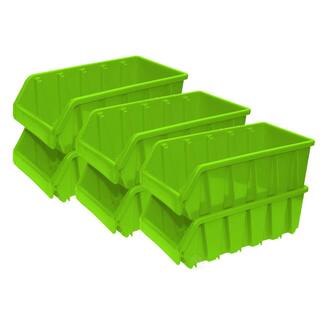 Basicwise 1.8 Qt. Plastic Storage Stacking Bins in Green (Pack of 6) QI003255G.3