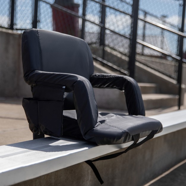 Flash Furniture Portable Lightweight Reclining Stadium Chair With Armrests Padded Back amp Seat With Dual Storage Pockets And Backpack Straps