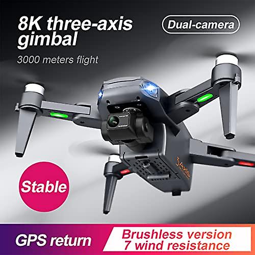 Drone Gps With Aerial Hd 8k Camera， Wifi Fpv Brushless Quadcopter， Three-axis Mechanical Gimbal， 28 Minutes Flight Time， 7-level Wind Resistance 1 Bat