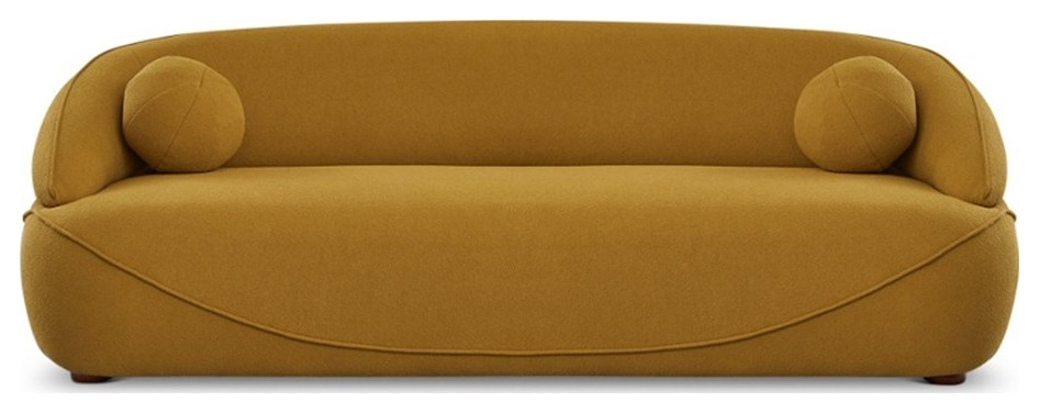 Borsan Modern Luxury Japandi Style Mustard Yellow Boucle Fabric Curvy Sofa Couch   Contemporary   Sofas   by Homesquare  Houzz