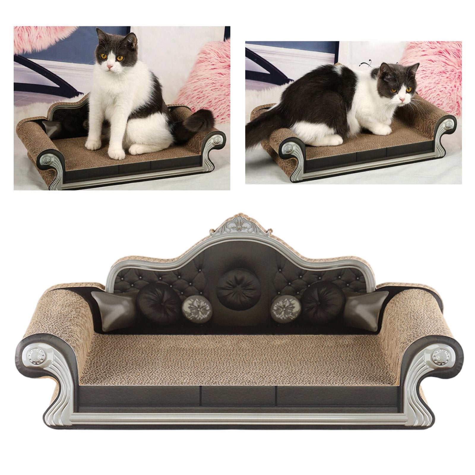 Durable Cat Scratcher Cardboard Sofa Shaped Scratching Pad Board Sleeping Bed 52x21x25cm