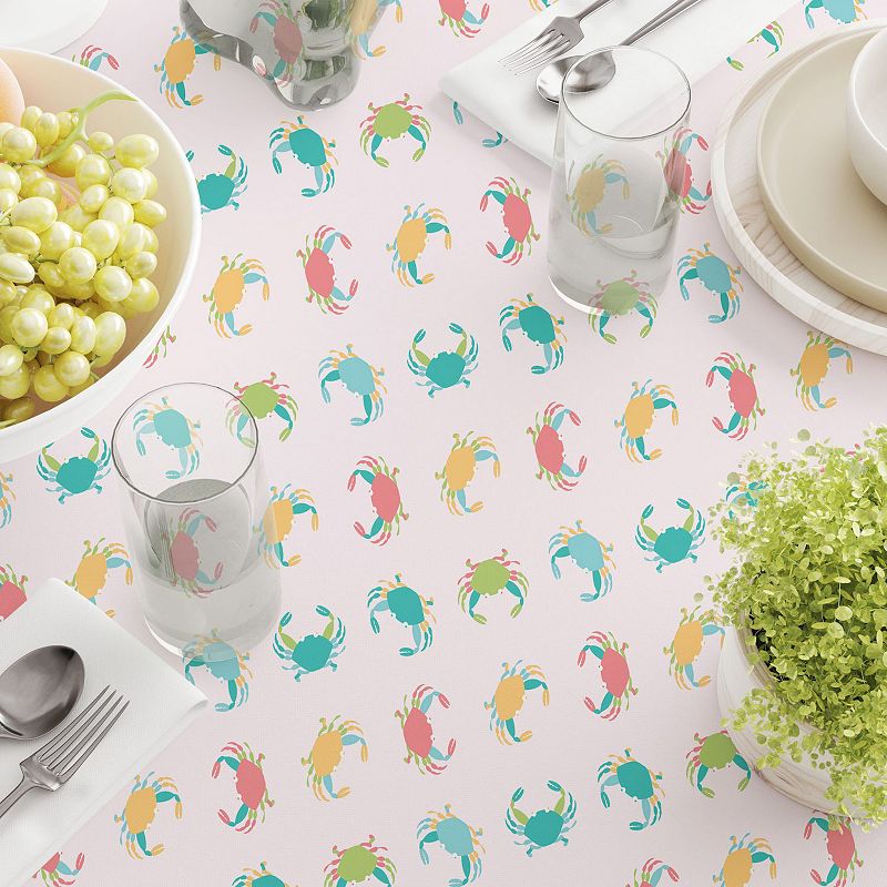 Square Tablecloth， 100% Cotton， 60x60， Colorful Crabs