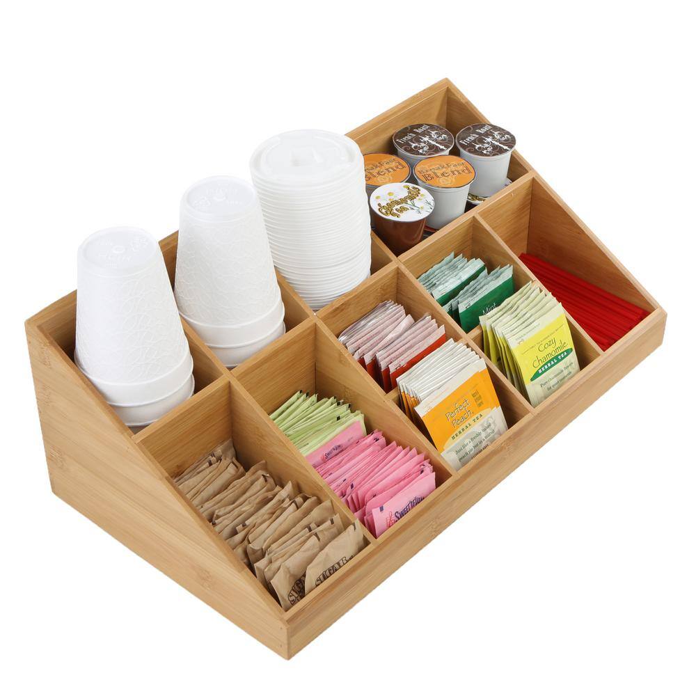 Mind Reader 11-Compartment Breakroom Coffee Condiment Organizer Brown COMORGBM-BRN