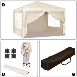 10 ft. x 10 ft. EZ Pop Up Canopy Outdoor Portable Party Folding Tent with Sidewalls + Carry Bag W120542723