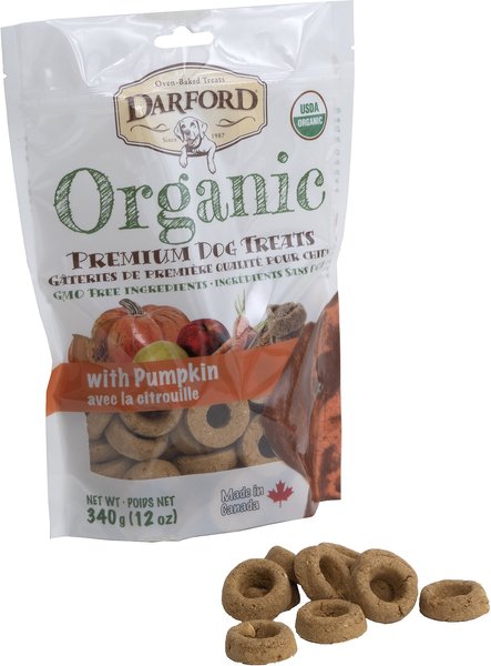 Darford Organic Premium Pumpkin Dog Treats， 12-oz bag