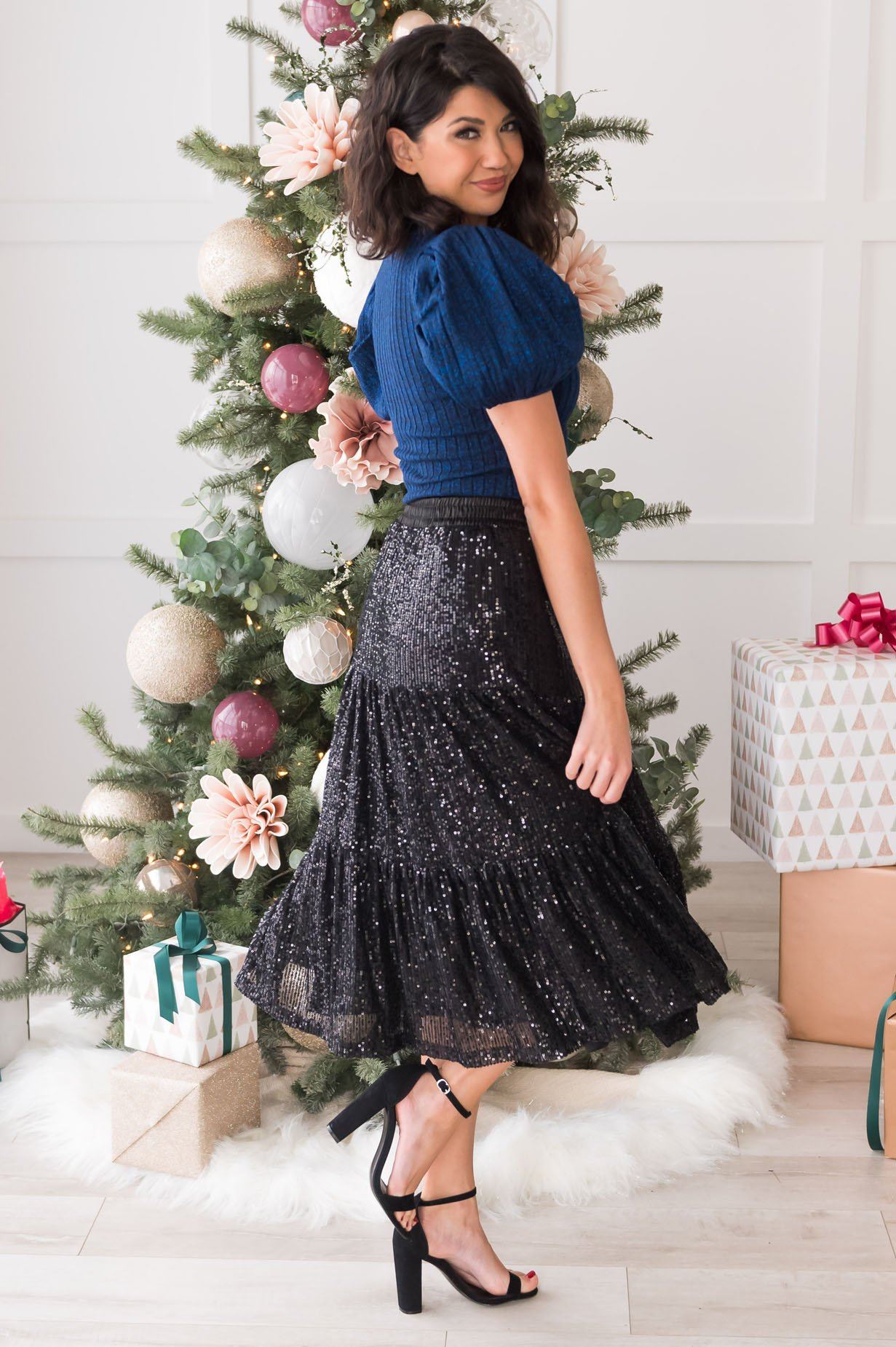 Dazzle Glam Sleigh Ride Sequin Skirt